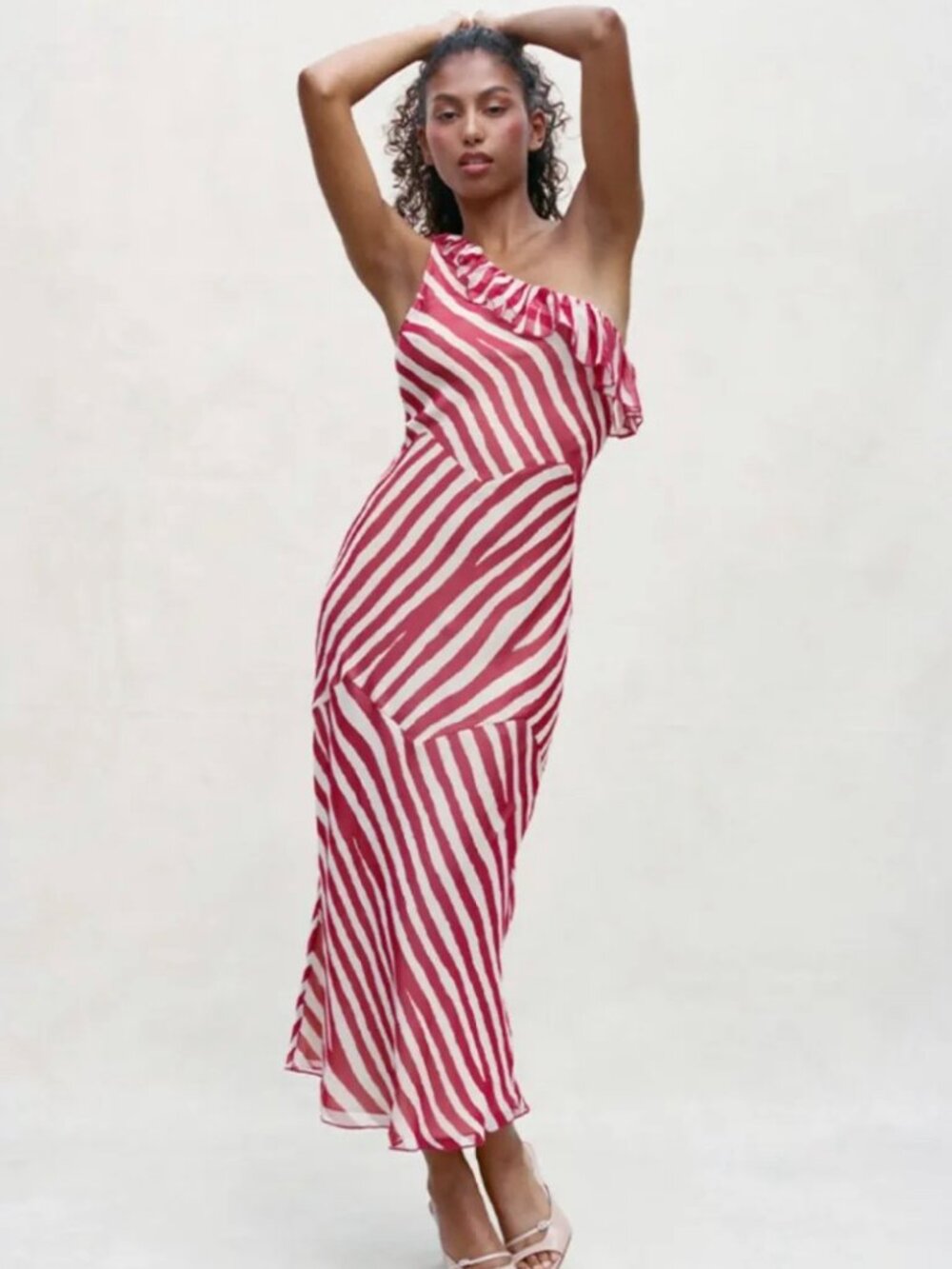 Realisation Par Candy Stripe Red White Theodora  Midi Dress